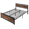 HOMCOM Queen Platform Bed Frame with Headboard & Footboard, Strong Metal Slat Support Full Bed Frame w/ Underbed Storage Space, 63"x82"x40.5" - 4 of 4