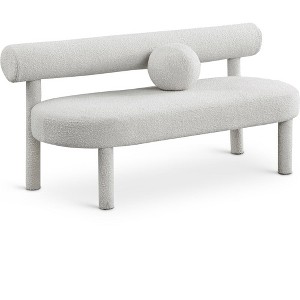 Meridian Furniture,Parlor Boucle Fabric Bench - 1 of 4