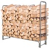Costway 4FT/5FT/6FT/8FT Firewood Storage Log Rack Heavy Duty Iron Log Holder with Waterproof PVC Cover - 2 of 4