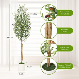 CuisinSmart Artificial Olive Tree, Faux Potted Olive Tree With Realistic Leaves and Fruits, White Planter Fake Olive Tree for Home Office Living Room - 1 of 4
