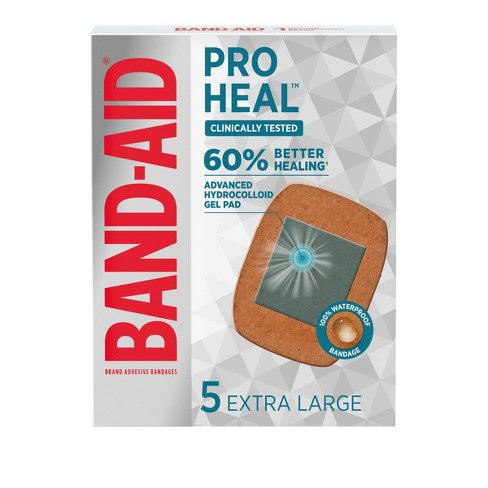 Band-aid Brand Pro Heal Bandages + Hydrocolloid Pads - Extra Large - 5 ...