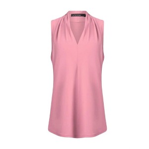 Women's Matte Jersey Sleeveless Pleated V Neck Top - Iris Setlakwe - 1 of 2