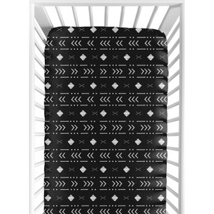 Sweet Jojo Designs Boy or Girl Gender Neutral Unisex Baby Fitted Crib Sheet Boho Geometric Black and White - 1 of 4