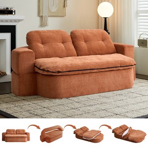 Modern Corduroy Convertible Foam-Filled Sleeper Sofa with 2 Pillows and Unfolds into Quilt - 1 of 4