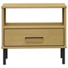 vidaXL Bedside Table with Metal Legs Brown Solid Wood Pine OSLO - 4 of 4