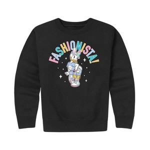 Girls' - Disney - Fashionista Graphic Long Sleeve Fleece Sweatshirt - 1 of 4