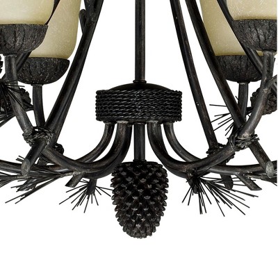 Sierra 31" Bronze Rustic Chandelier with Frosted Glass