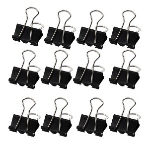 Unique Bargains 19mm Width Black Metal Office Documents Binder Clips 12PCS - 1 of 3