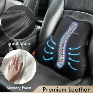 Coverado Leather Lumbar Support Pillow for Office Chair, Cars, Sofa with Detachable Memory Foam Back Support Pillow - 1 of 4
