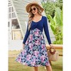 Women's Maternity Dress Long Sleeve Vintage Floral Patchwork Dress Flared A-Line Swing Casual Party Midi Dress - 2 of 4