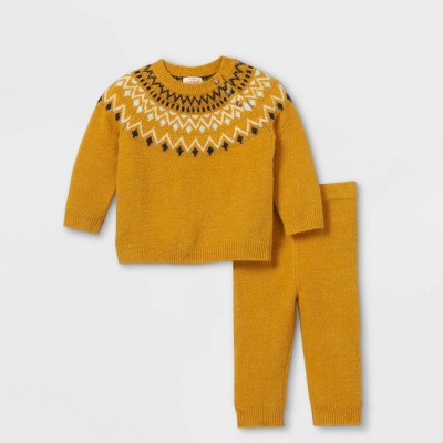 Baby Fair Isle Pullover Sweater & Bottom Set - Cat & Jack™ Yellow 12M