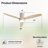 Modern Flush Mount Ceiling Fan 52'' Low Profile Ceiling Fan with Lights and Remote 3 Wood Blades Dimmable LED Reversible DC for Kitchen Bedroom - 4 of 4