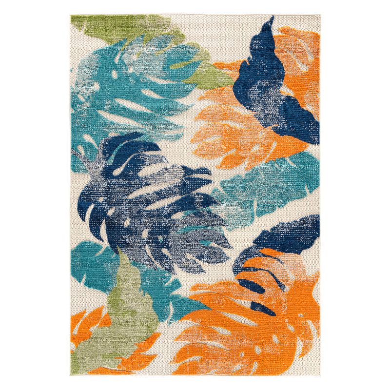 World Rug Gallery Arles Palm Floral Leaves Indoor/Outdoor Area Rug, 1 of 11