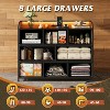 8 Dresser TV Stand with Power Outlets, Led Dresser for Bedroom, Fabric Chest of Drawers with Double Open Shelves, Wood Top, Steel Frame - 4 of 4