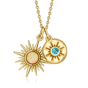 Ross-Simons Opal and .10 Carat London Blue Topaz Celestial Jewelry Set: 2 Pendants With Cable Chain in 18kt Gold Over Sterling Size 18 - 1 of 3