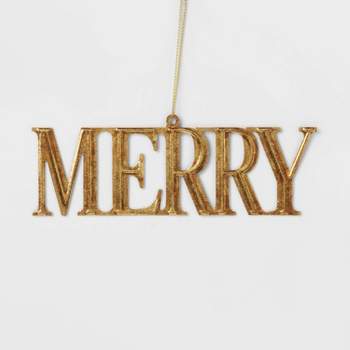 Metal 'Merry' Christmas Tree Ornament Gold - Wondershop™