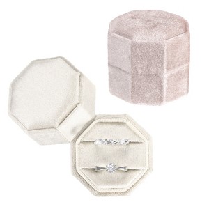 Unique Bargains Vintage Velvet Octagonal 2 Slots Jewelry Storage Boxes 2 Pcs - 1 of 4