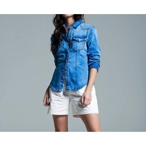 Women's Chambray Pearl Snap Shirt - Q2 - 1 of 4