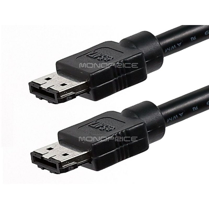 Monoprice DATA Cable - 6 Feet - Black | SATA 6 Gbps External Shielded Cable - eSATA to eSATA (Type I to Type I), 2 of 4