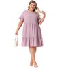 Agnes Orinda Women's Plus Size Ruffle Short Sleeve Crew Neck Tiered Summer Casual Midi A Line Dresses - 3 of 4