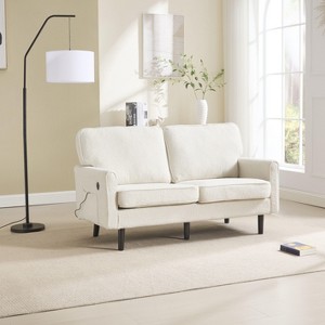 Sapphtopaz 56.3" Modern Loveseat Sofa,2 Seater Sofa with USB Ports and Removable Pillow Cover Small Couch for Living Room,Bedroom,Apartment - 1 of 4