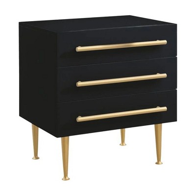 Gulches Modern Lacquer Nightstand with 2 Drawers, Wooden Bedside Table for Bedroom Living Room, No Assembly Required