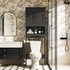LOVMOR Over The Toilet Storage Cabinet with Adjustable Shelf and Double Doors, Free Standing Bathroom Cabinets Organizer Toilet Rack for Restroom - 2 of 4