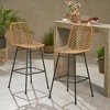DSVIMOY Counter and Bar Stool Set of 2 Outdoor Wicker Barstools with Durable Design for Patio, Light Brown, 37.75"*22.75"*21.25" - 2 of 4