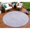 Lilac Purple And Ivory Floral Washable Indoor Outdoor Area Rug - 2 of 4