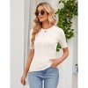 Womens Knit Shirts Slim Fit Sweater Tops Short Sleeve Round Neck Tops - 3 of 4