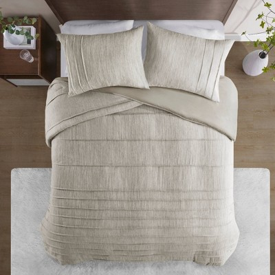 Beautyrest Maddox Striated Cationic Dyed Oversized Duvet Cover Set with Pleats
