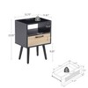 NicBex Rattan Woven Side Table with Drawer, Storage End Table Living Room with Solid Wood Legs, 15.75" Small Table Sofa Table, Bedroom Nightstand - 3 of 4