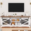Garvee Farmhouse TV Stand 75 Inch Entertainment Center White TV Console with Sliding Barn Door and Adjustable Shelf for Living Room Bedroom - 2 of 4