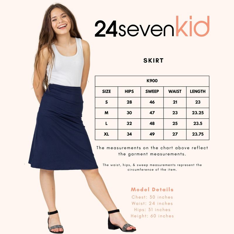 Girls Casual Solid Color Elastic Waist A Line Skirt, 4 of 5