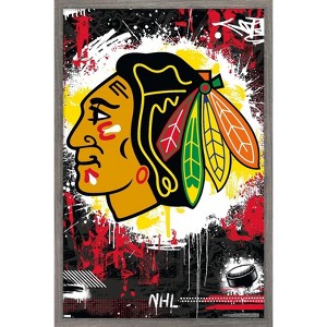 Trends International NHL Chicago Blackhawks - Maximalist Logo 23 Framed Wall Poster Prints - 1 of 4