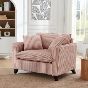 KWPZQEB Lazy Sofa Chair with 2 Pillows, Modern Accent Armchair with Solid Wooden Legs, Single Sofa Chair, Reading Armchair for Living Room - 1 of 4