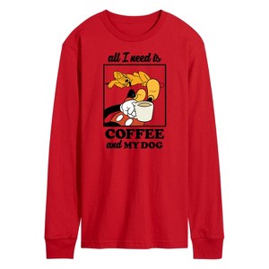 Men's - Disney - Coffee and My Dog Long Sleeve Graphic T-Shirt - 1 of 3