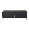 47"W Upholstered Storage Ottoman, Bench, Footrest with Metal Legs, Beige/Black-ModernLuxe - 4 of 4