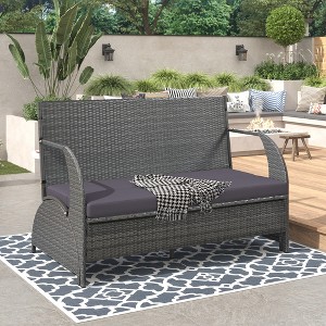 DOMETOUR Versatile Outdoor Loveseat That Converts To Four Seats And A Table, Suitable For Gardens And Lawns - 1 of 4