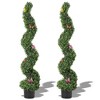 4 Ft/5 Ft Spiral Boxwood Topiary Trees, Artificial Plants for Home Office, Indoor, Garden (2 Pcs) - 2 of 4