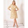 Hobemty Women's V-Neck 3/4 Sleeve Tie Waist Button-Down Floral Chiffon Dress - 2 of 4