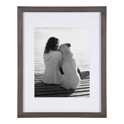 Gray Wood Wall Frame Set with White Mat, 11x14 matted to 8x10, Pack of 4