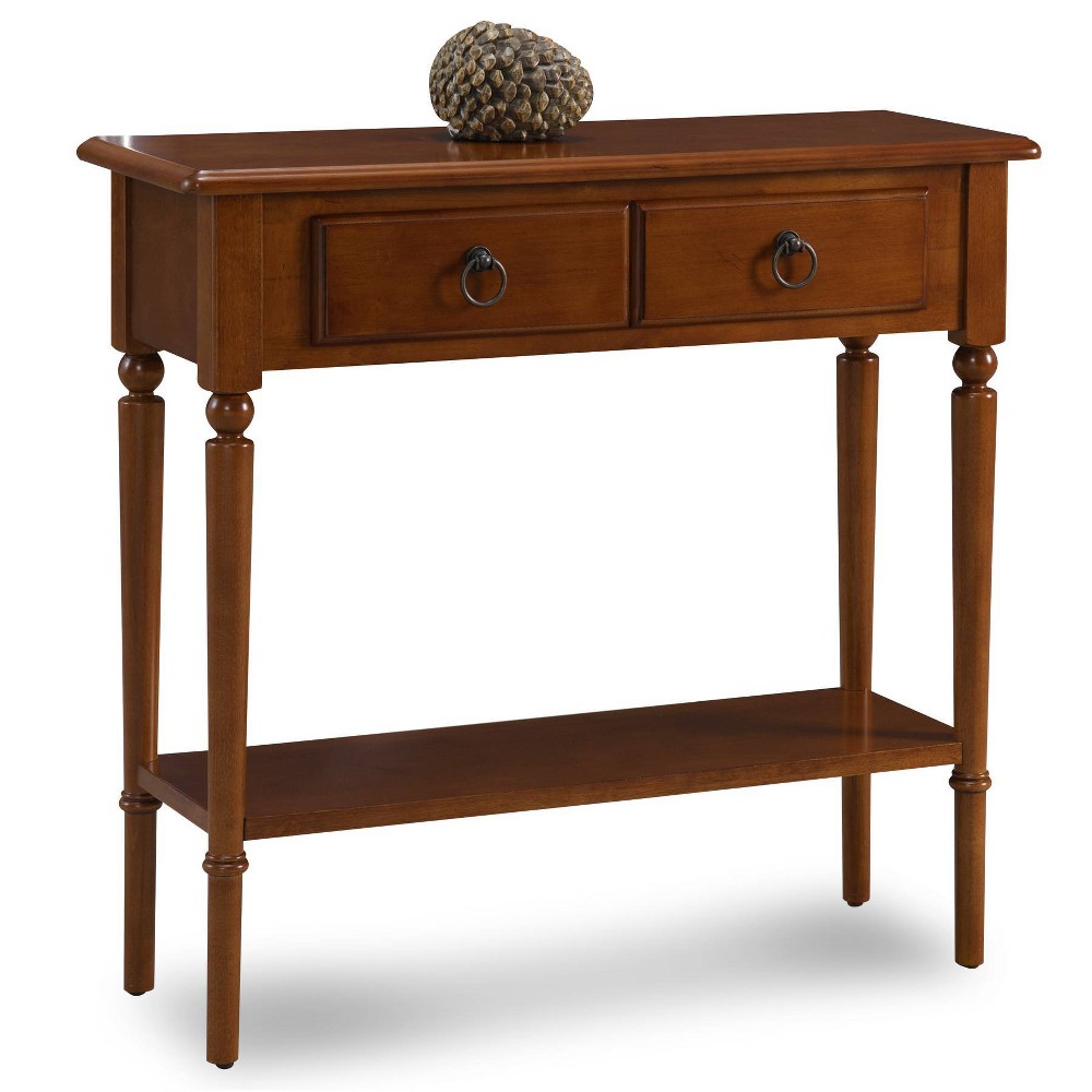 Photos - Coffee Table Leick Home Console Table Pecan: Rubberwood Entryway Table with Drawers, Shelf, CARB Certified