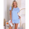 INSPIRE CHIC Women's Soild Flounce Short Sleeve Top and Shorts with Pockets Pajama Set - 2 of 4