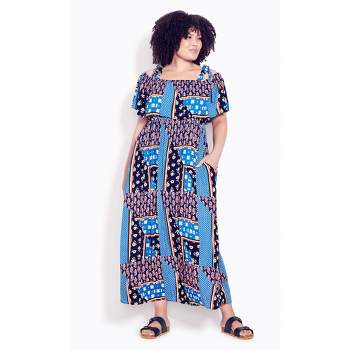 Women's Plus Size  Oslo Maxi Dress - blue print | EVANS