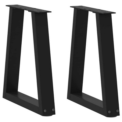 vidaXL Dining Table Legs V-Shape 2 pcs Black Steel 15"x(16.5"-17") Adjustable Metal Furniture Legs for Tables and Desks