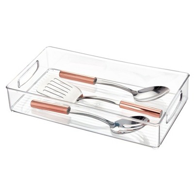 iDESIGN Plastic Kitchen Storage Organizer Binz with Handles Clear: 16" x 8" x 3", Spot Clean, Kitchen Cabinet Organizers — фото 3