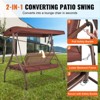 Okak 3-Seater Convertible Patio Swing with Canopy,Outdoor Porch Swing Chair with Removable Cushions,Alloy Steel Frame for Backyard,Poolside,Brown - 3 of 4