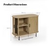LuxenHome Mid-Century Modern 2-Door Accent Cabinet with Slatted Sliding Doors, Oak - 3 of 4