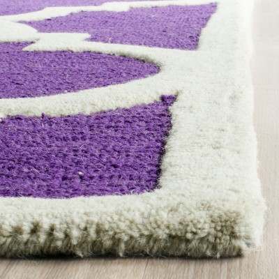 Hand-Tufted Purple and Ivory Wool Geometric Area Rug